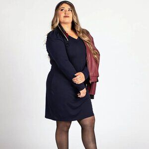 LuLaRoe Ava Black Long Sleeve‎ V Neck Comfy Casual Dress Plus Size 3XL XXXL